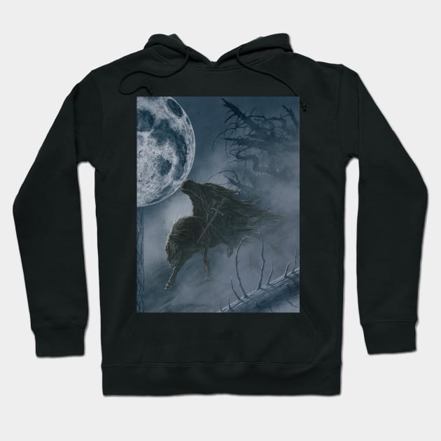 The Witchking Rides Under the Moon of Middle-earth Hoodie by Kip Rasmussen Tolkien Art